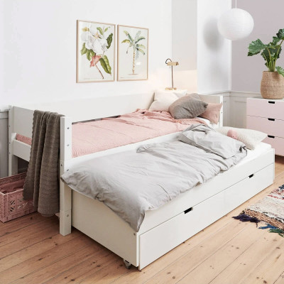 Manis-h Kinderbett Luna Ausziehbett 90 x 200 mit Schubladen Snow white