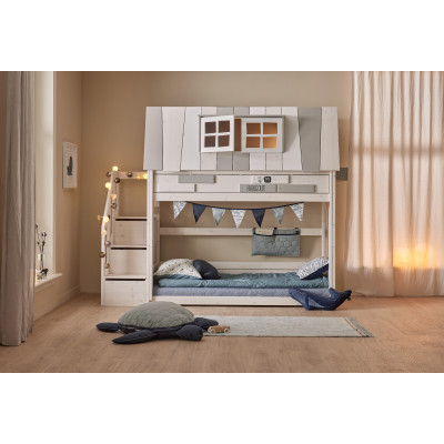 Lifetime lit d'appoint bas Hangout 90 x 200 avec sommier standard whitewash