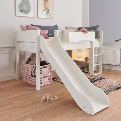 Manis-h 1/2 designer safety rail + slide (for half-height bed) snow white
