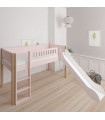 Letto per bambini Manis-h Loke a mezza altezza con scivolo, 90 x 200 cm rosa chiaro