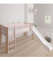 Manis-h Halbhohes Kinderbett mit Rutsche Loke, 90 x 200 cm hellrosa