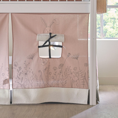 Lifetime 4 en 1 Lit mi-hauteur avec toit en tissu, Happy Rabbit avec sommier standard blanc