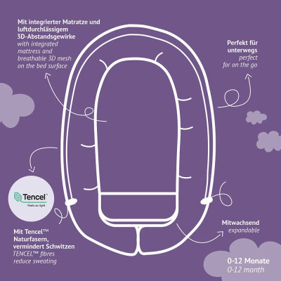 Träumeland baby nest "Home" Premium Naturlieb rosa