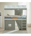 copy of Lifetime half-high bed with sloping ladder and play curtain Sage Blue, Deluxe slatted frame 90x200 white Incl. mattress