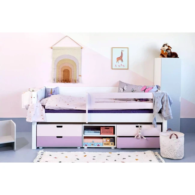Manis-h ARIEL Half-height bed with fall protection, drawers and open shelf