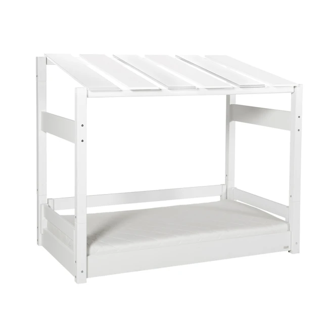 Manis-h Medusa house bed with slatted frame and roof construction Snow white