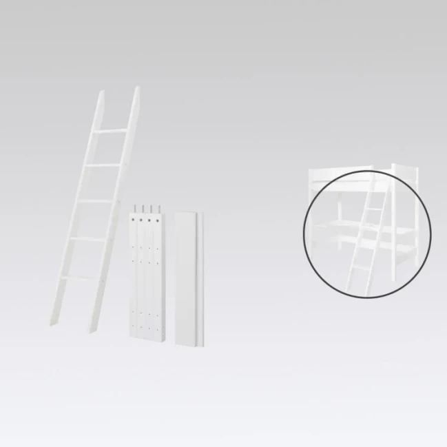 Manis-h échelle inclinée 85 cm, poteau pour lit surélevé 90 cm Snow white