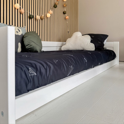 Lifetime Montessori Bett 90 inkl. Deluxe Lattenrost, Stoffdach und Rückwand Panda