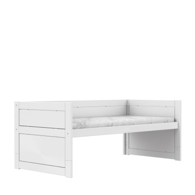 Letto a contenitore Lifetime 120 cm con rete a doghe Deluxe e 28 doghe, whitewash
