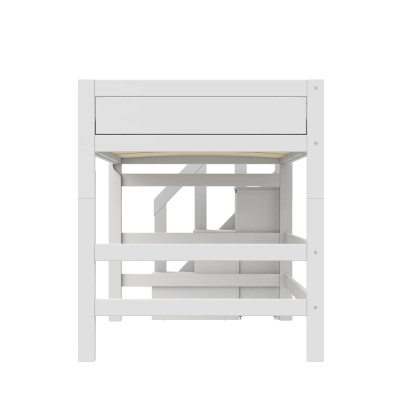 Lifetime Kidsrooms Mittelhoch Bett 120 cm, mit Treppe, Deluxe Lattenrost mit 28 Latten weiss