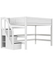 Lifetime Kidsrooms Mittelhoch Bett 120 cm, mit Treppe, Deluxe Lattenrost mit 28 Latten weiss