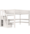 Lifetime Kidsrooms Mittelhoch Bett 120 cm, mit Treppe, Deluxe Lattenrost mit 28 Latten whitewash