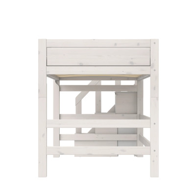 Lifetime Kidsrooms Mittelhoch Bett 120 cm, mit Treppe, Deluxe Lattenrost mit 28 Latten whitewash