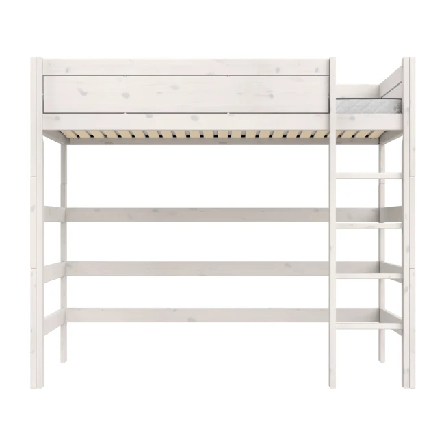 Letto a soppalco Lifetime Kidsrooms 120 cm, doghe a rullo premium con 23 stecche, whitewash