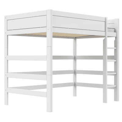 Letto a soppalco Lifetime Kidsrooms 120 cm, doghe a rullo premium con 23 stecche, bianco