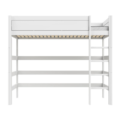 Letto a soppalco Lifetime Kidsrooms 120 cm, doghe a rullo premium con 23 stecche, bianco