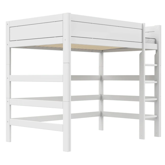 Letto a soppalco Lifetime Kidsrooms 120 cm, rete a doghe Deluxe con 28 stecche, bianco