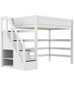 Letto a soppalco Lifetime Kidsrooms 120 cm, con scala, doghe a rullo premium con 23 stecche, bianco