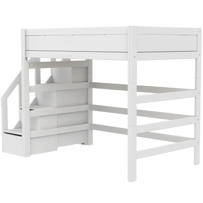 Lifetime Kidsrooms Hochbett 120 cm, mit Treppe, Premium Rollboden mit 23 Latten weiss