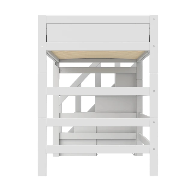 Lifetime Kidsrooms Hochbett 120 cm, mit Treppe, Premium Rollboden mit 23 Latten weiss