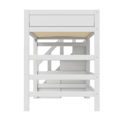 Letto a soppalco Lifetime Kidsrooms 120 cm, con scala, doghe a rullo premium con 23 stecche, bianco