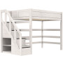 Lit superposé Lifetime Kidsrooms 120 cm, avec escalier, sommier à rouleau premium avec 23 lattes, whitewash