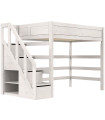 Letto a soppalco Lifetime Kidsrooms 120 cm, con scala, doghe a rullo premium con 23 stecche, whitewash