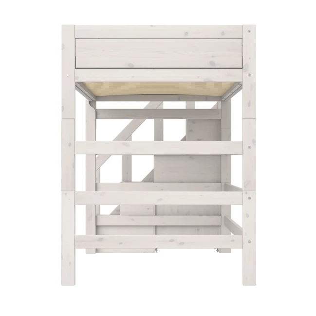 Lit superposé Lifetime Kidsrooms 120 cm, avec escalier, sommier à rouleau premium avec 23 lattes, whitewash