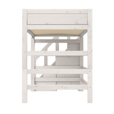 Letto a soppalco Lifetime Kidsrooms 120 cm, con scala, doghe a rullo premium con 23 stecche, whitewash