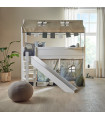 Lifetime 4-in-1 bed with play curtain and slide, Panda Paradise, with standard white slatted frame