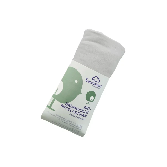 Träumeland fitted sheet organic cotton with elastane 35 x 78 cm light gray