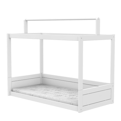Letto Montessori Lifetime con struttura del tetto incl. Rete a doghe Premium Bianco