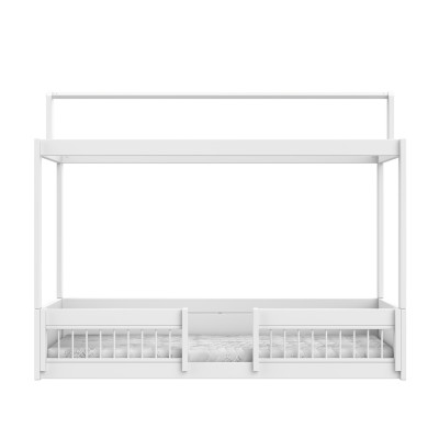 Letto a baldacchino Montessori Lifetime con protezione anti-caduta, incl. doghe Premium Bianca