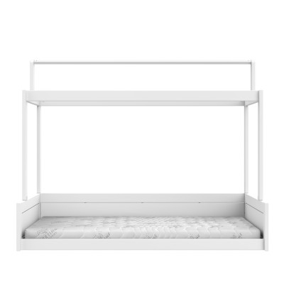 Letto Montessori 120 Lifetime con struttura del tetto incl. Rete a doghe Premium Bianco