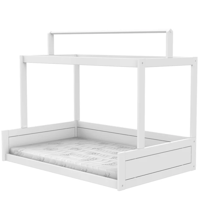 Lit Montessori 120 Lifetime avec structure de toit incl. Sommier à lattes Premium Blanc