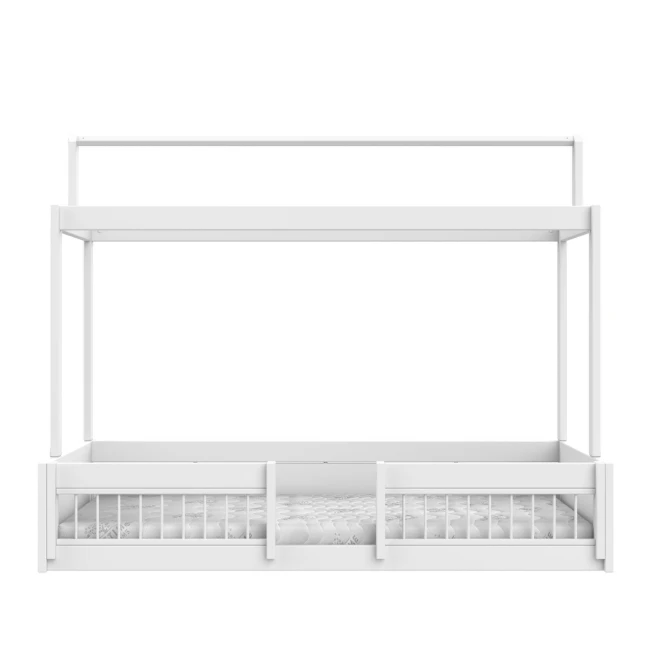 Lifetime Montessori Hausbett 120 mit Absturzsicherung inkl. Lattenrost Premium Weiss