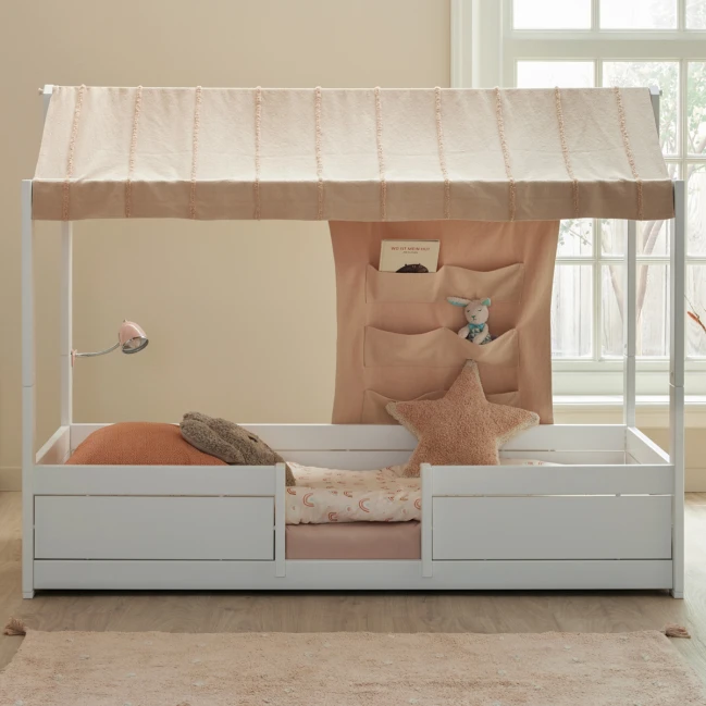 Lifetime 4 in 1 Bett für Stoffdach, 90x200 cm inkl. Lattenrost Premium whitewash