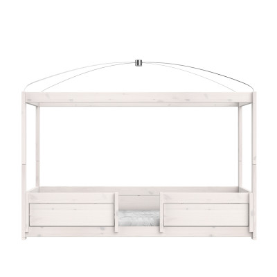 Lifetime four-poster bed 4 in 1, 90x200 cm, incl. roll slatted frame Premium whitewash