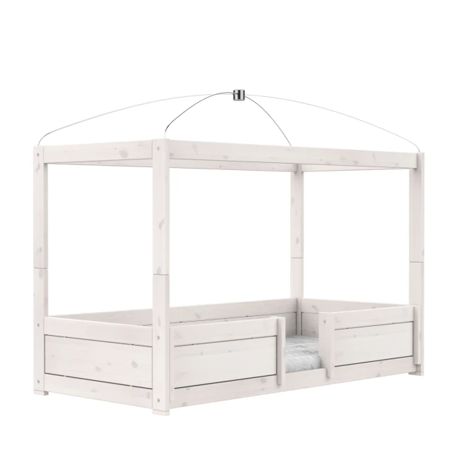 Lifetime Himmelbett 4 in 1, 90x200 cm, Inkl. Roll-Lattenrost Premium whitewash