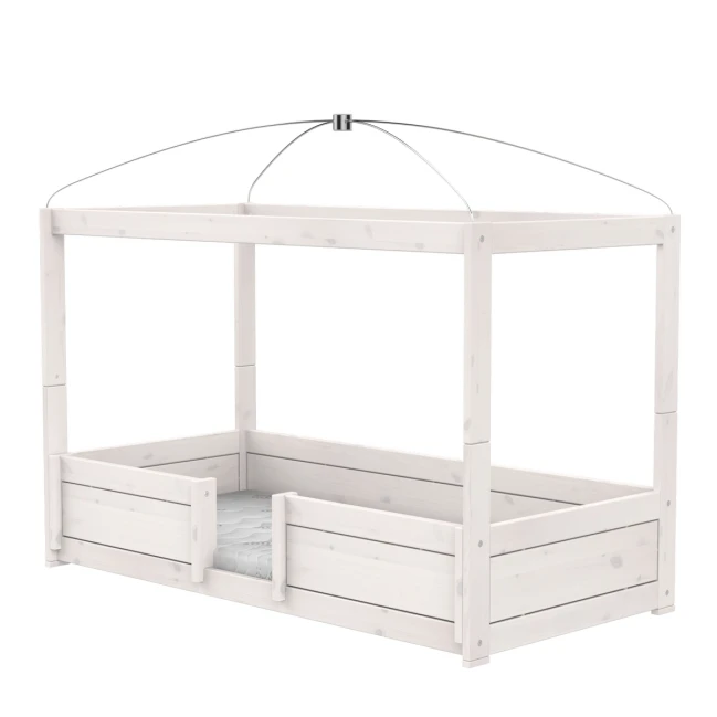 Lifetime Himmelbett 4 in 1, 90x200 cm, Inkl. Roll-Lattenrost Premium whitewash