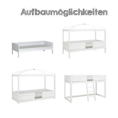 Lifetime 4 in 1 Bett mit Himmeldach inkl. Rollboden Premium white