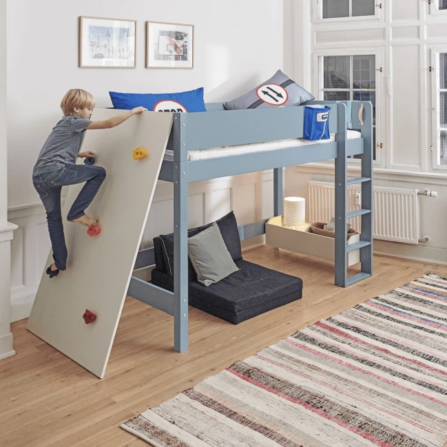 copy of Manis-h parete da arrampicata per letto a mezza altezza bianco neve