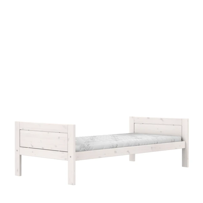 Lifetime Basisbett 90x200 cm, ohne Rückenteil, mit Premium Rollboden whitewash