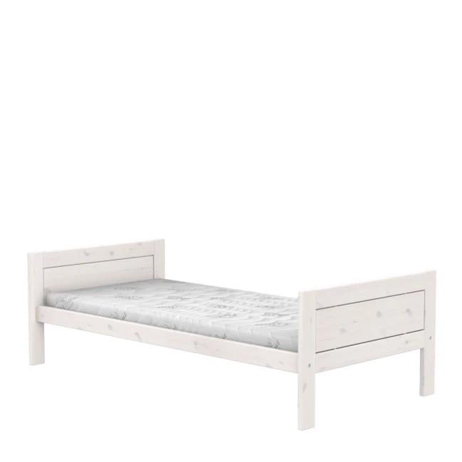 Lifetime Basisbett 90x200 cm, ohne Rückenteil, mit Premium Rollboden whitewash