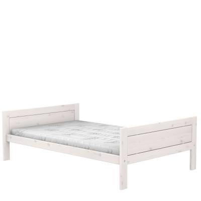 Lifetime bed 120x200, without back with deluxe slatted frame whitewash