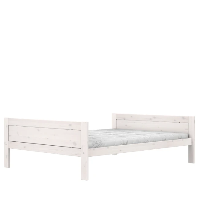 Lifetime Bett 140x200, Ohne Rückenteil mit Deluxe Lattenrost whitewash