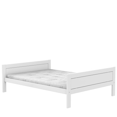 Lifetime Lit 140x200, sans dos, sommier roulant premium, blanc