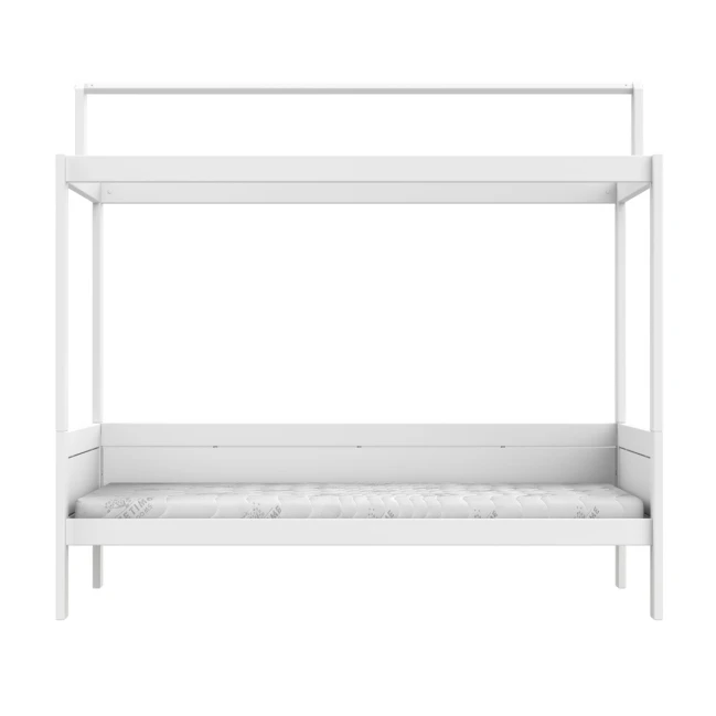 Lifetime four-poster bed 90x200cm with roof construction for fabric roof and roller floor white