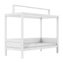 Letto a baldacchino Lifetime 90x200cm con struttura a tetto per tetto in tessuto e struttura a doghe deluxe bianca