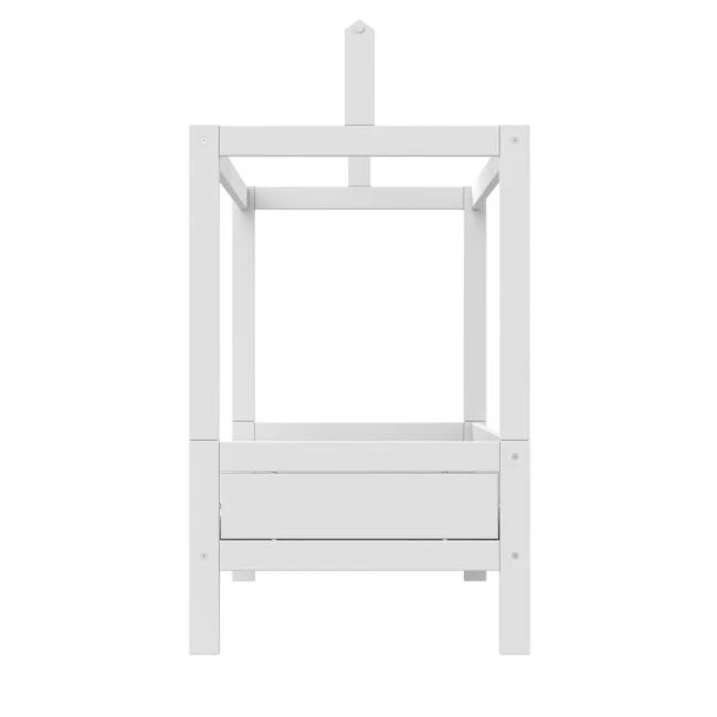 Lifetime four-poster bed 90x200cm with roof construction for fabric roof and deluxe slatted frame white